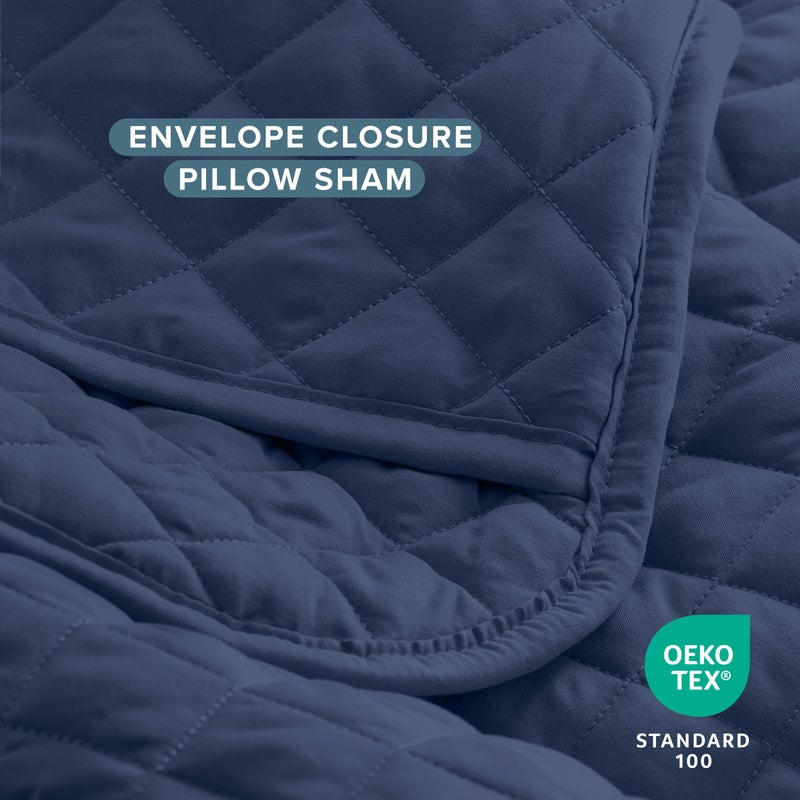 Bare Home Coverlet Set - Full/Queen - Lightweight Bed Decor - Comforter Alternative - All-Season Quilted Bedspread (Full/Queen, Dark Blue) - Image 5